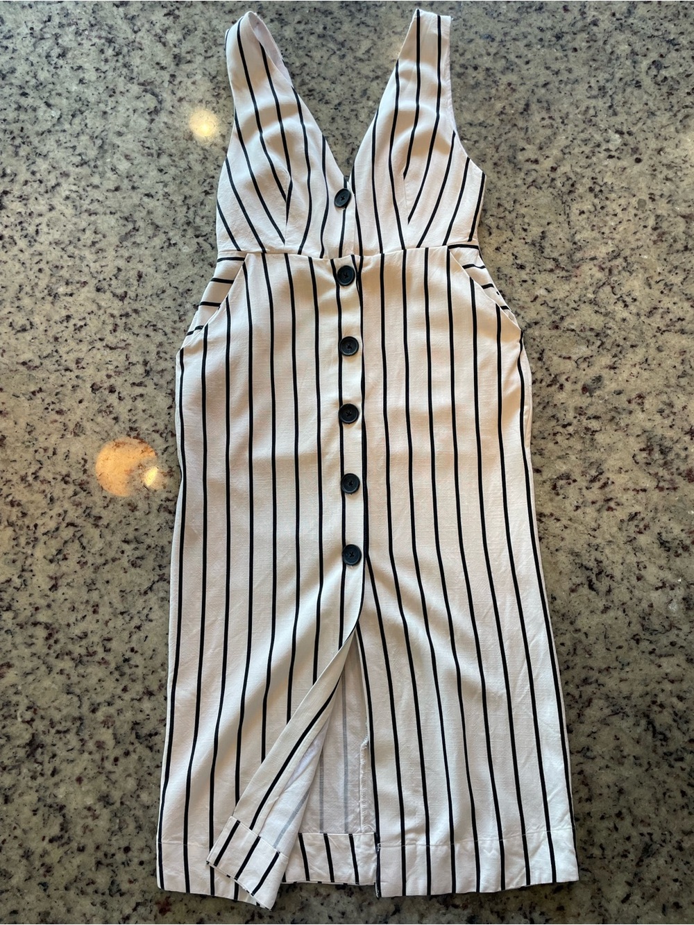 New Topshop black/white striped pinafore button up midi dress 2 - Picture 4 of 9